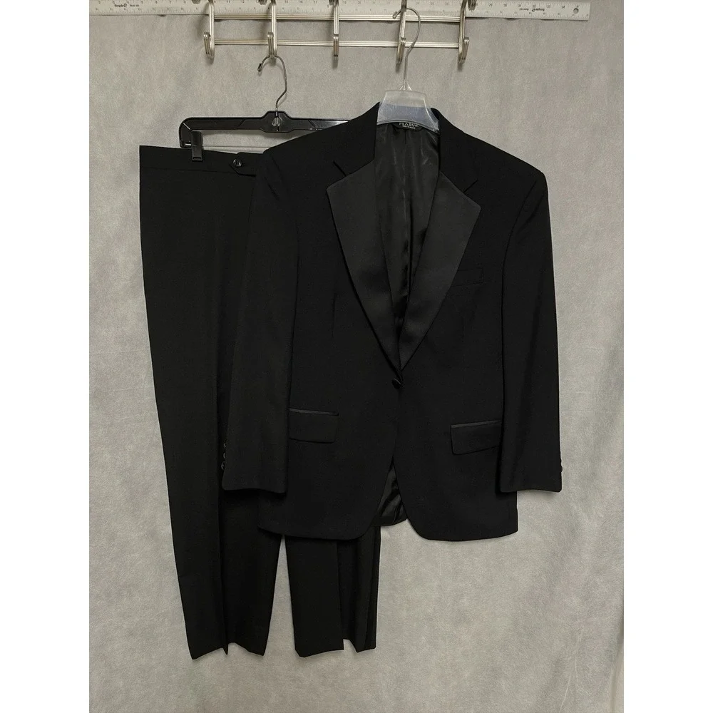 Jos A Bank Tuxedo Suit Men 40S Blk 1B Wool Wedding Prom Mason Formal W34X29 Luxe